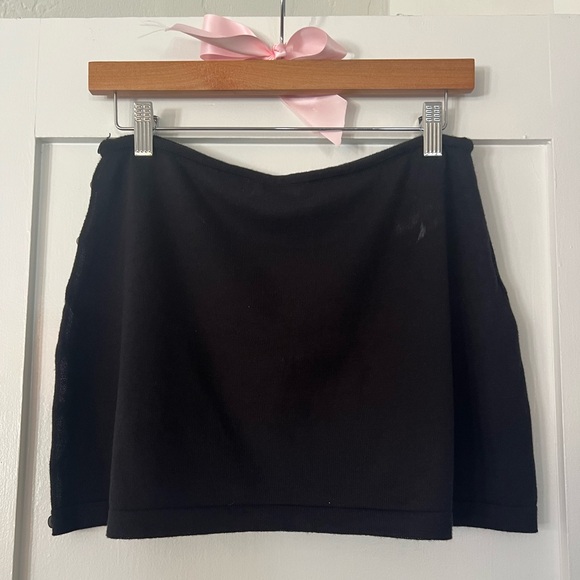 Amlul Soft Knit Mini Skirt with Buttons Down Side - Picture 7 of 9